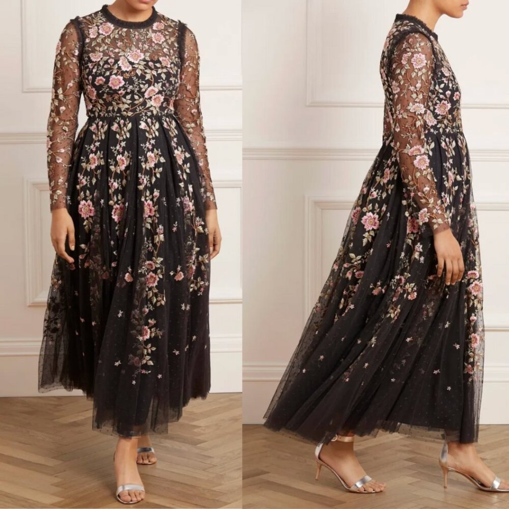 NWT Mesh Floral Embroidered Winterland Blooms Dress by Tolani for Sundance SMALL